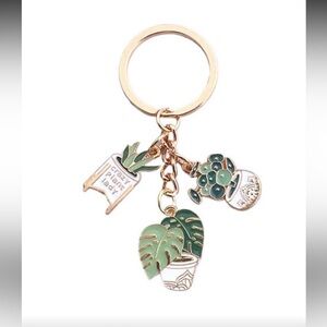 Gold and Green Plant Charm Keychain S1049